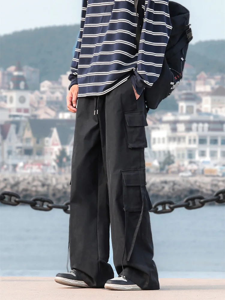 

Men's Workwear Pants Multi-ket Straight Leg Wide Leg 2024 New Autumn American Sle Functional Cargo Pants Casual Loose Fit