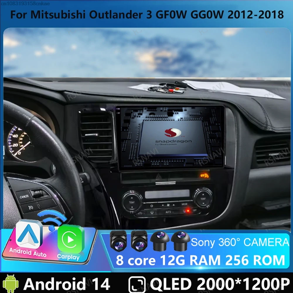 

Car Radio Andoird 14 For Mitsubishi Outlander 3 GF0W GG0W 2018 - 2021 Navigation BT Stereo DSP Viedo Player 2DIN GPS 4G LTE AUTO