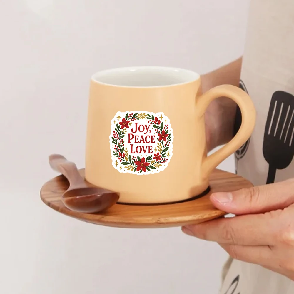 Paquete de 50 pegatinas festivas con frases navideñas, coloridas calcomanías de felicitación navideñas para envolver regalos, diarios y decoración navideña