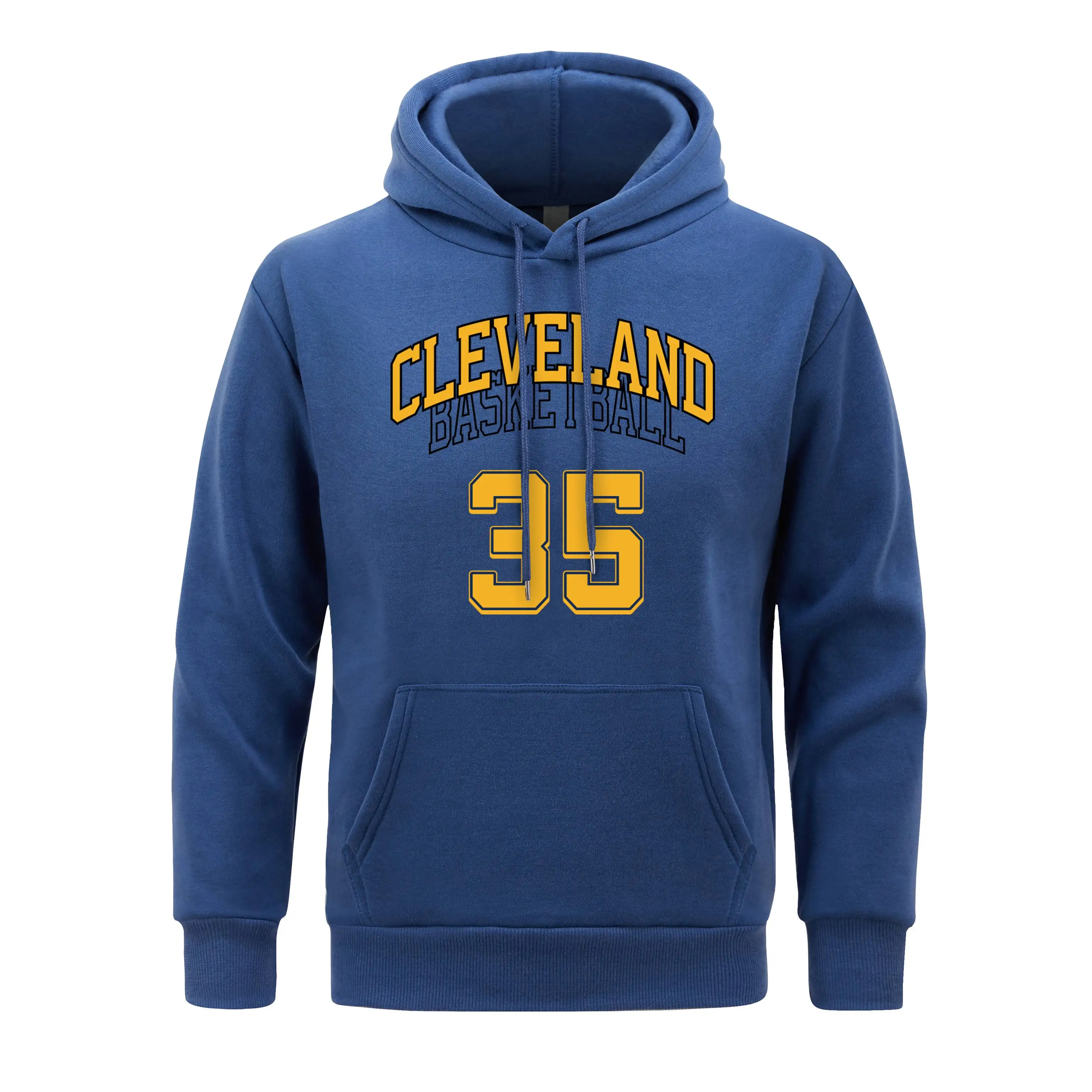 America Cleveland Men Hoodies Baske Ball Hooded Lucky Number 35 Hoodie Man fur-liner Spring Autumn Clothes