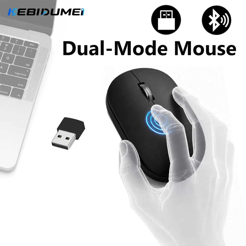 Mouse Sem Fio Bluetooth KEBIDUMEI 1600DPI Recarregável com Clique Silencioso, Mouse Ergonômico Universal para Escritório e Jogos, Acessórios para PC
