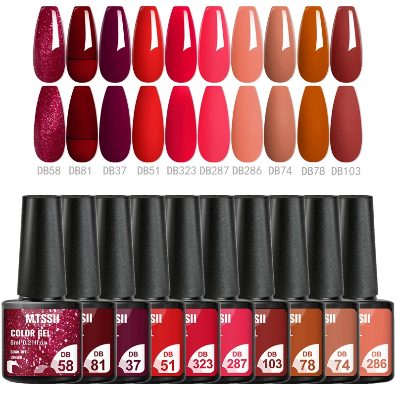 Ensemble de Verhéritage à Ongles Gel à Paillettes, Semi-continu, Trempage UV, Nail Art, Kit de Fournitures de Manucure, 10 Pièces/Ensemble