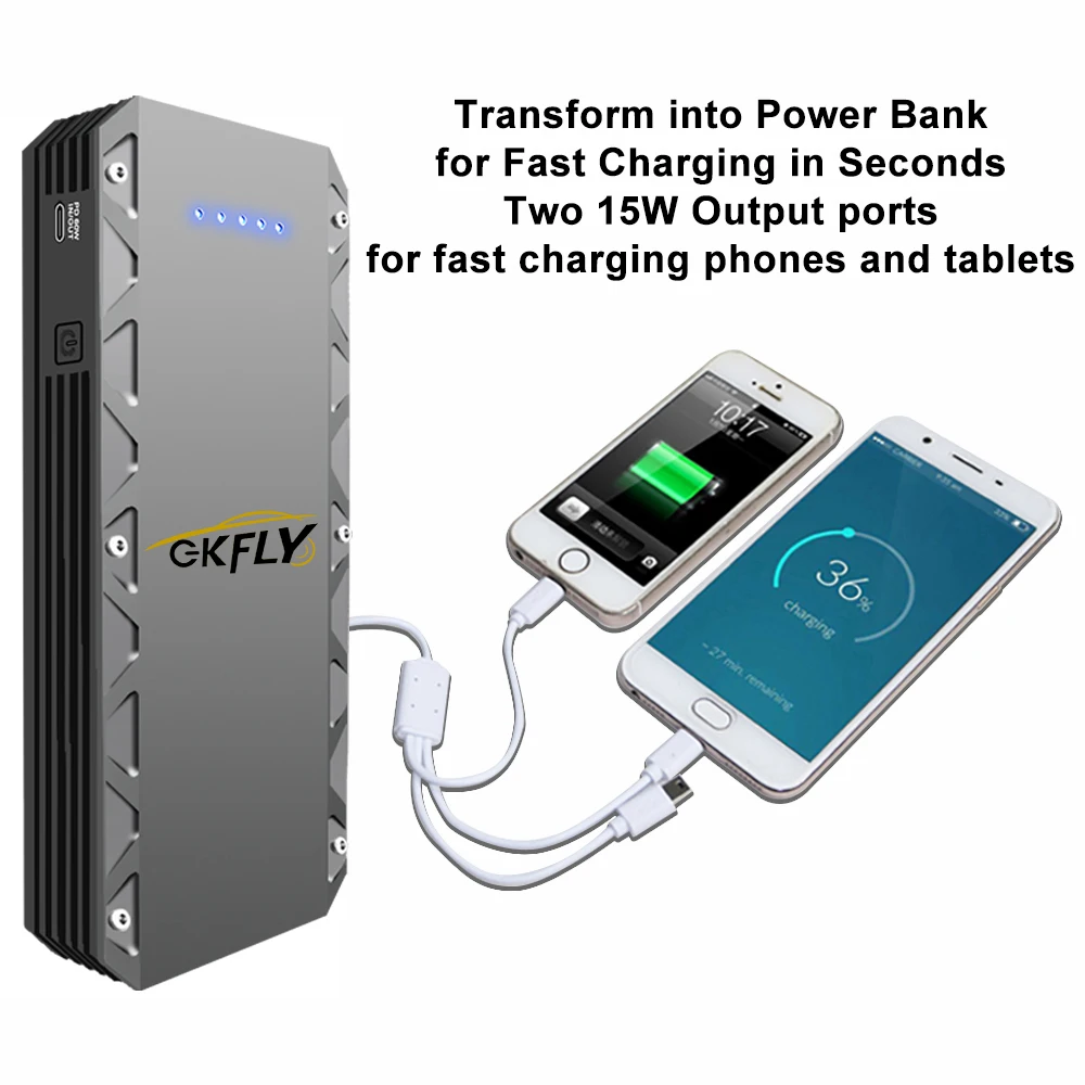 GKFLY 9000A Car Jump Starter 99.2Wh Portable Power Bank Emergency Car Battery Booster Starting Device for Cars