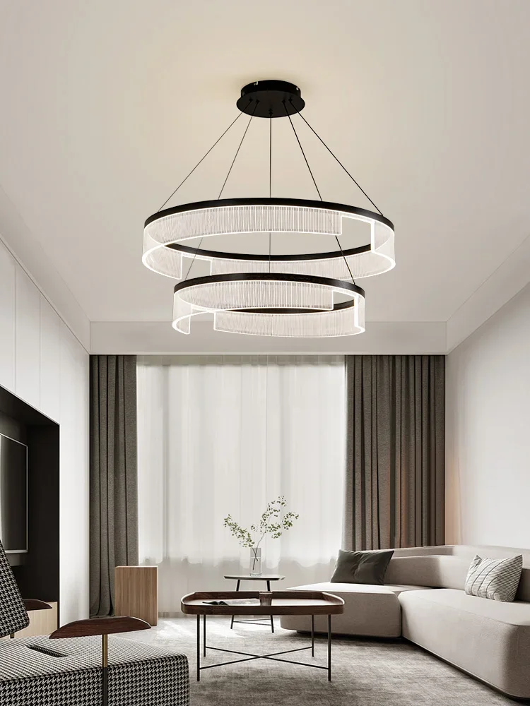 Modern LED Creative High -end Circular Acrylic Chandeliers Nordic Living Room Lithts Bedroom Restaurant Shop High Bright Lamps