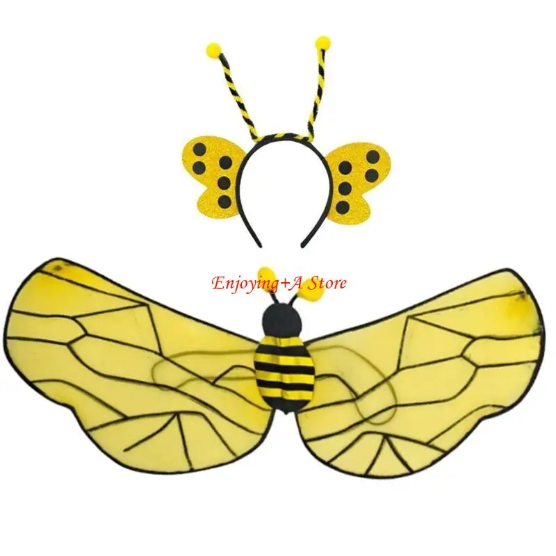PXPB 3 Pieces Bumblebees Costume for Kids Adult Honeybee Costume Honeybee Headband for Halloween Cosplay Party Props
