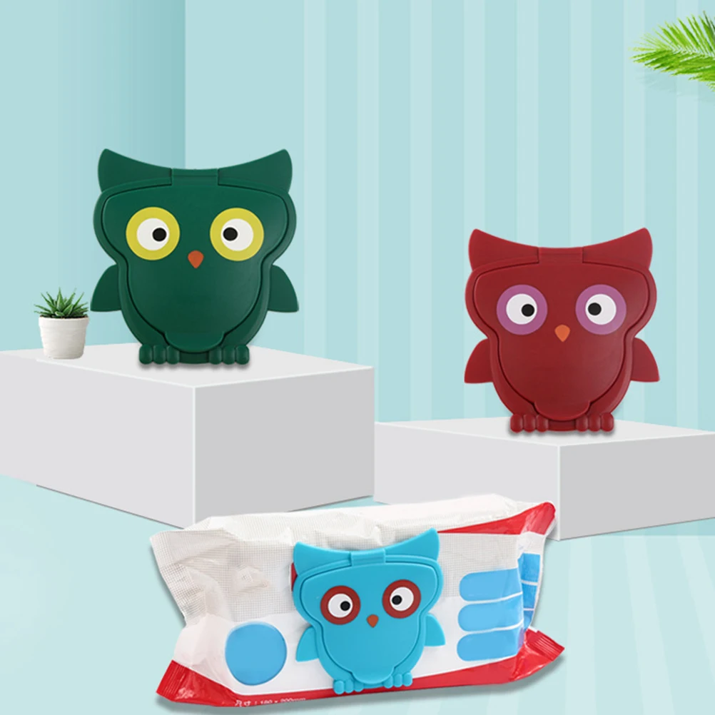

2pcs Cartoon Owl Wet Tissue Lids Reusable Wipe Covers Dust Proof Moist Storage Bedroom Bathroom Living Room Tissue Cover