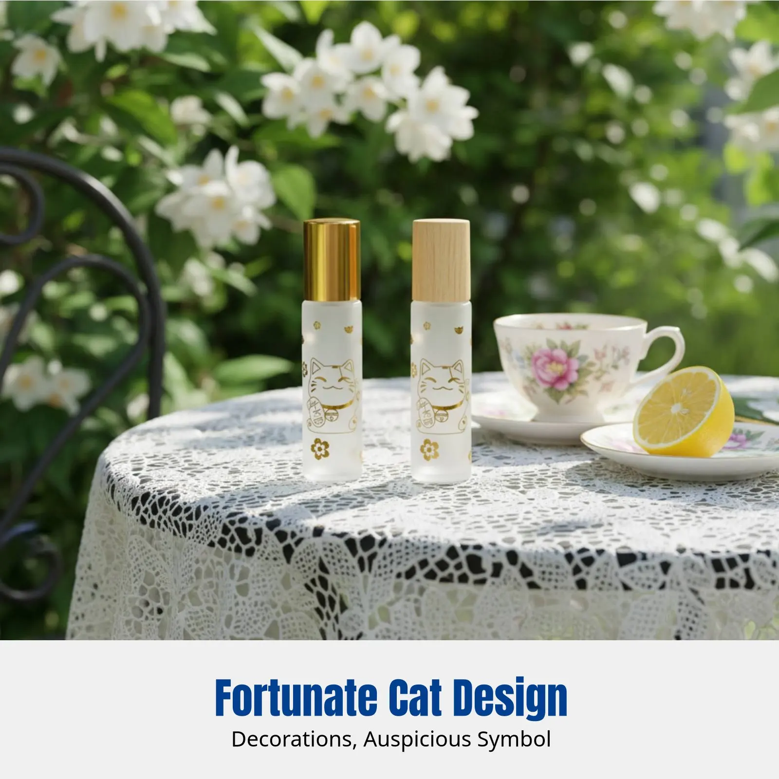 

Glass Dispenser Bottle, Transparent Cat Design, Essential Oil Perfume Spray Dropper, Assorted Lids