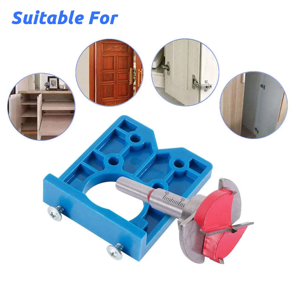 35mm Hinge Drilling Jig Set Concealed Guide Hinge Hole Drilling Locator Woodworking Hole Opener Door Cabinet Accessories Tools