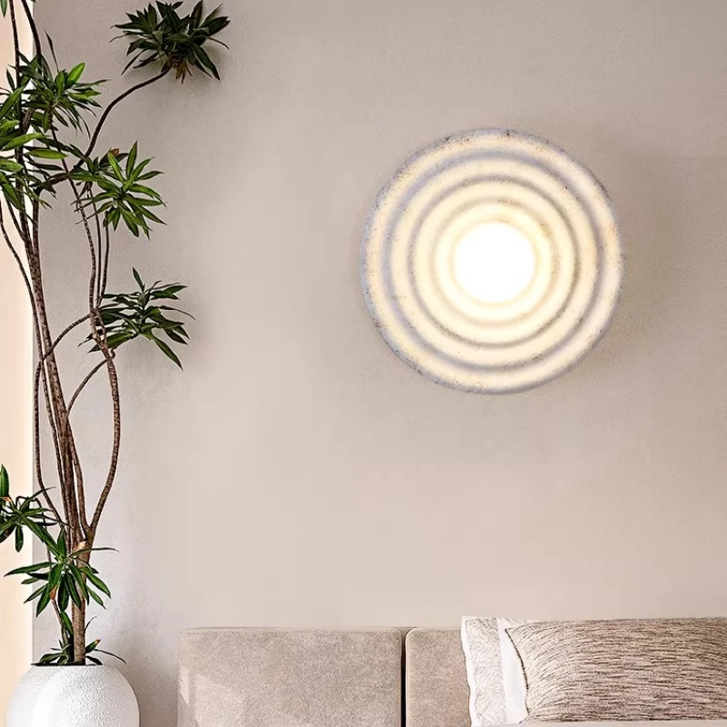 Japanese Vintage Circle Wall Lamps Corridor Aisle Living Room LED Sconces Bedroom Bedside Creative Retro Decoration Wall Lights