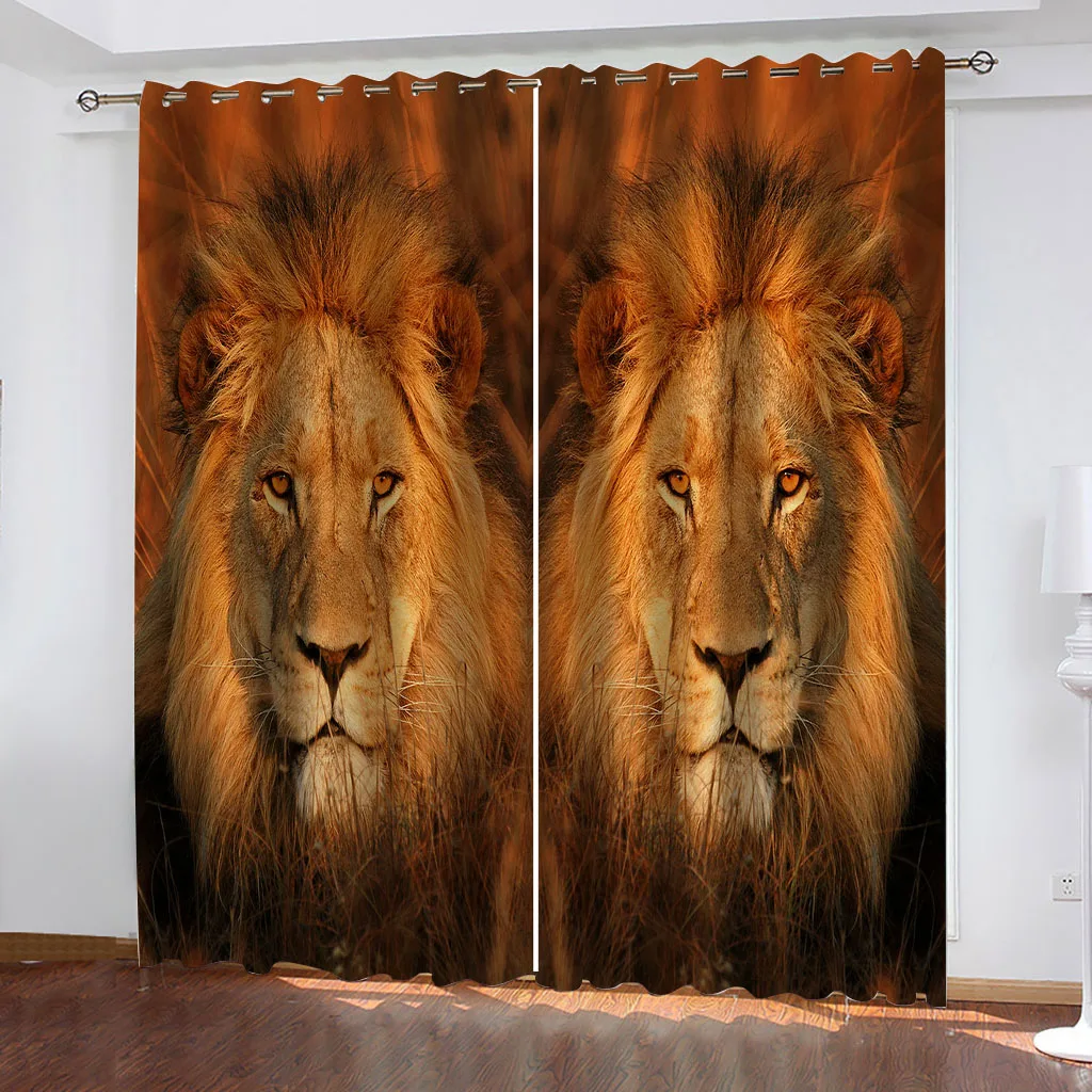 

HUANZHUANG занавески для комнат Африканские животные Лев 2 шт. современные затемняющие шторы на заказ для всего дома девочка спальня