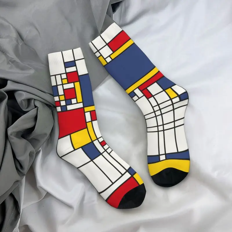 مخصص لطيف Piet موندريان الحد الأدنى دي Stijl الجوارب الرجال النساء الدافئة ثلاثية الأبعاد الطباعة الحديثة مجردة الفن كرة السلة جوارب رياضية #6