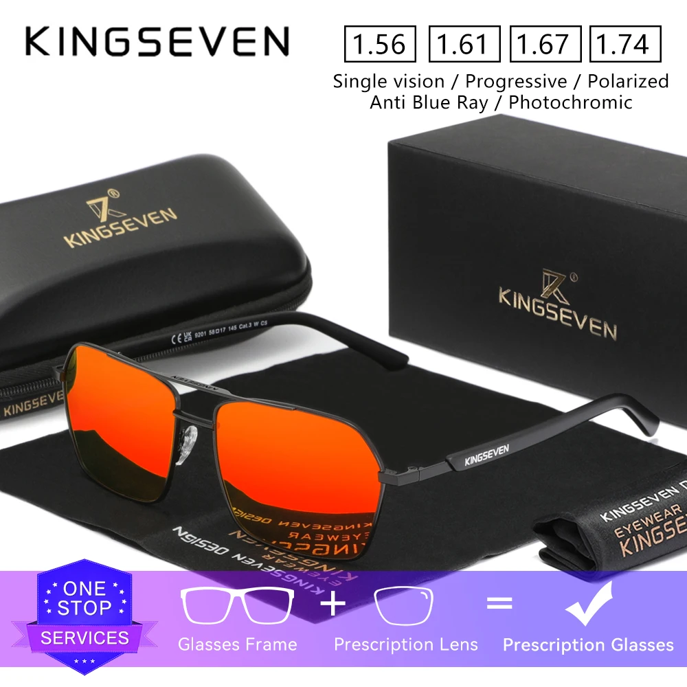 

KINGSEVEN модные уличные мужские солнцезащитные очки с оптическими линзами по рецепту, прогрессивные очки для близорукости и дальнозоркости, женские вечерние очки