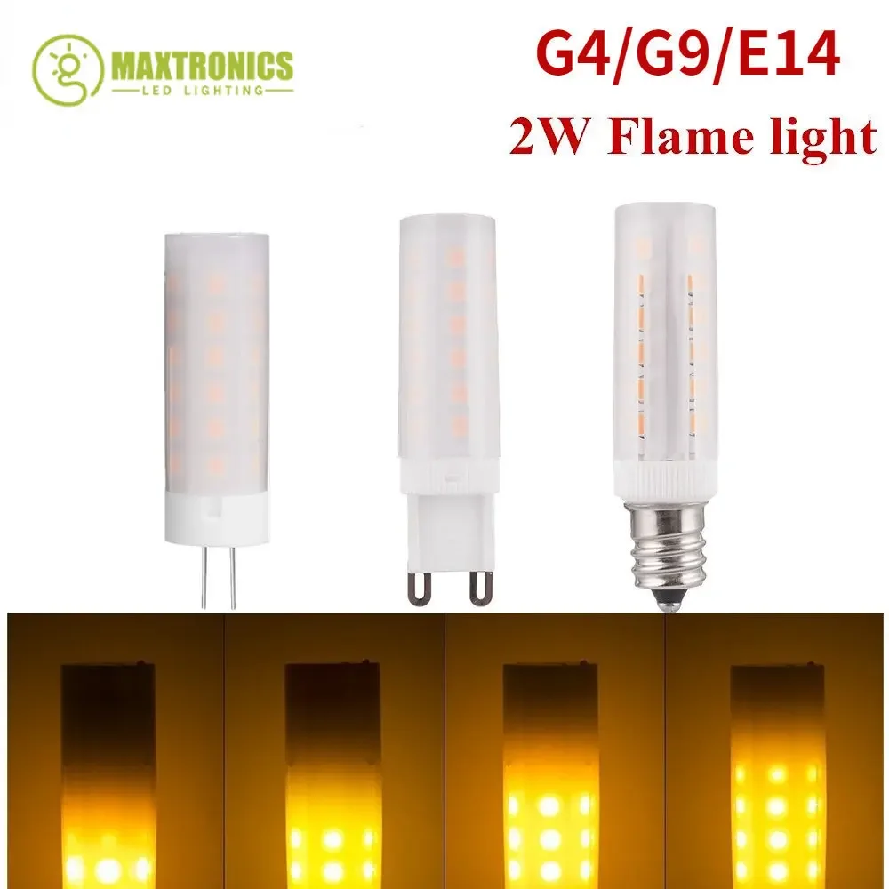 LED Flame Bulbs 2W E14 G4 G9 AC85-265V Corn Bulb Flickering LED Candle Light Dynamic Flame Effect For Home Light