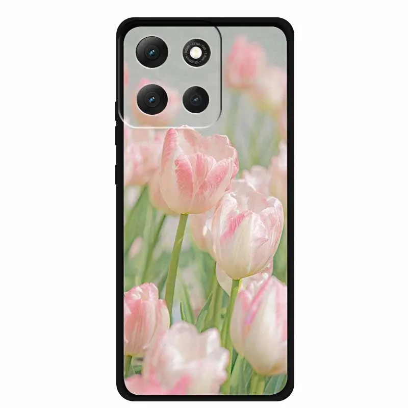 Floral Case For Moto G86 Power Soft Silicone Phone Cover Funda Motorola G 86 Power Black TPU Coque Shockproof Protective Shell