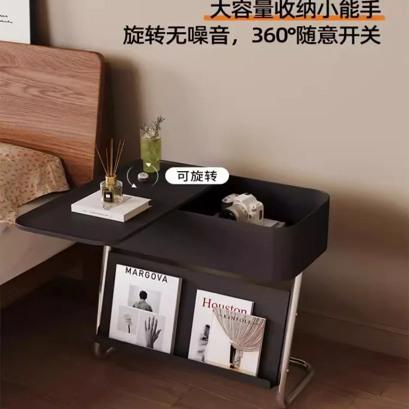 

Black small bedside table simple modern home bedroom rack 2024 new light luxury high sense removable