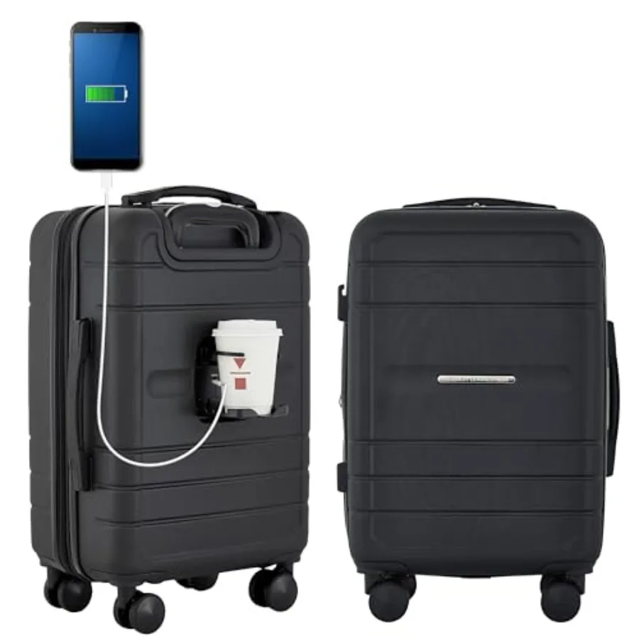 

St. Martin Carry-On Luggage with Cup Holder/USB Ports