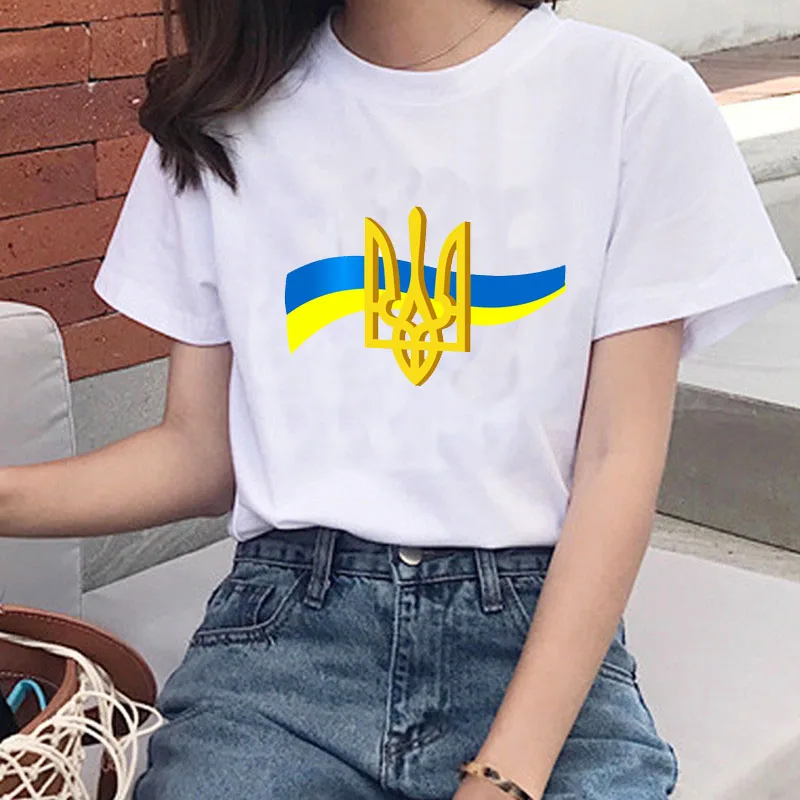 Ukraine Ladies T Shirt Summer Premium Short Sleeve T Shirt Flag Classic Ukraine Gift T Shirt Girls Harajuku Love T Shirt Tops