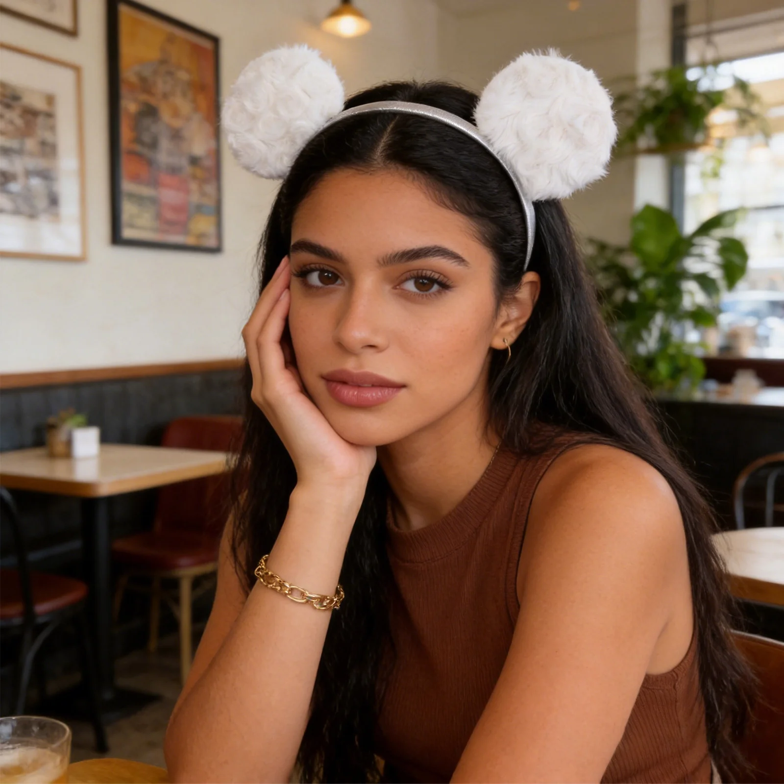 ミッキーボーイズホワイトフェイクファー NoBow ヘッドバ - Women Accessories Photos のレビューと価格