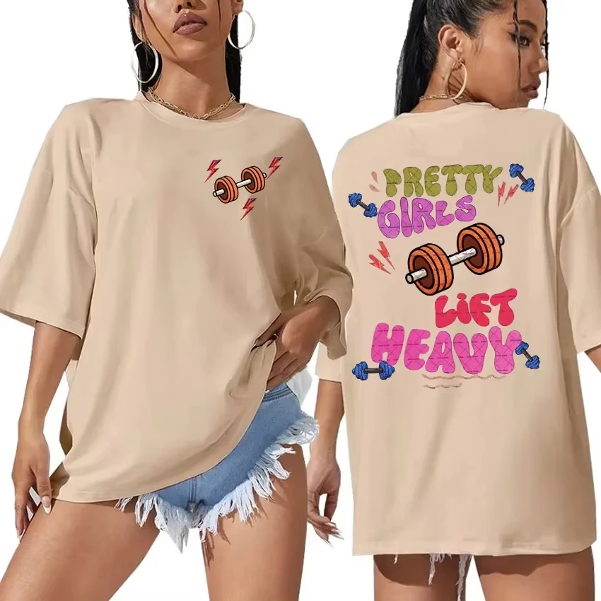 26 Funny Pretty Girls Lift Heavy Muscle Fitness T-Shirt Men Women Retro Aesthetic Short Sleeve T-shirts Casual T Shirt
