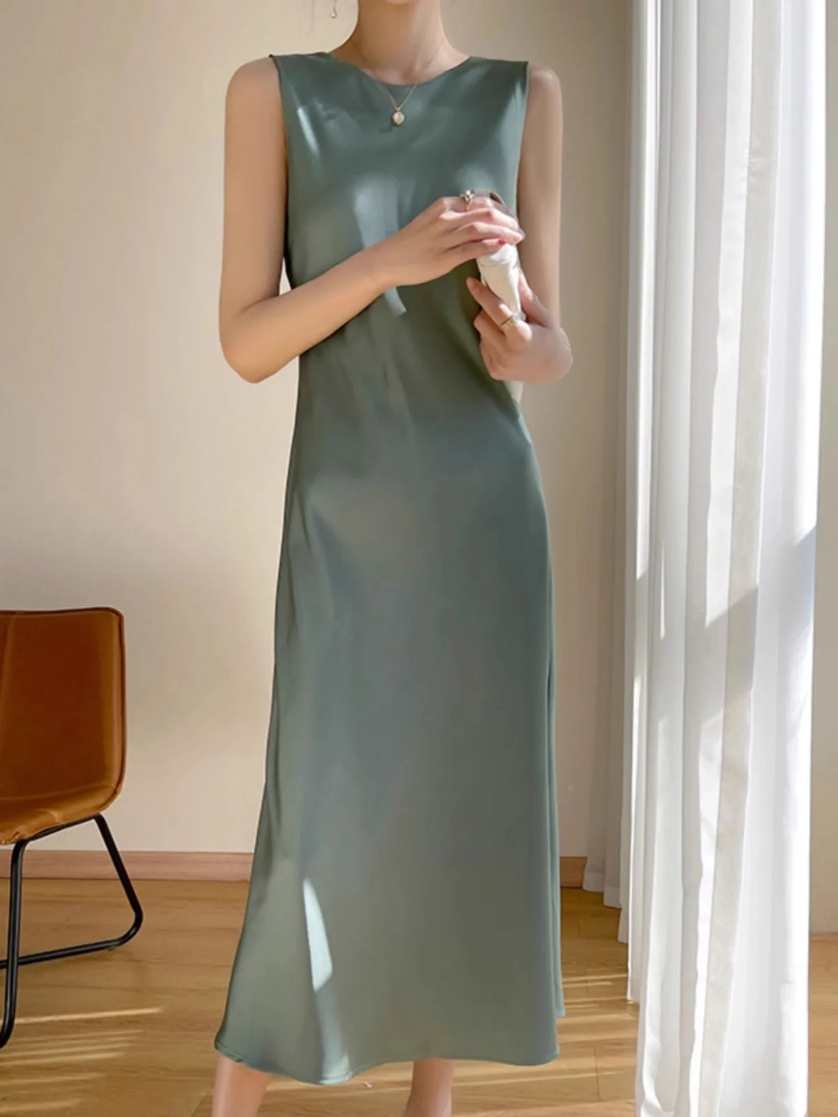 Ele redondo Ne seda Sari Dr mujeres Primavera Verano vinagre satén longitud media Svel Dr Commute Sle A-Line falda