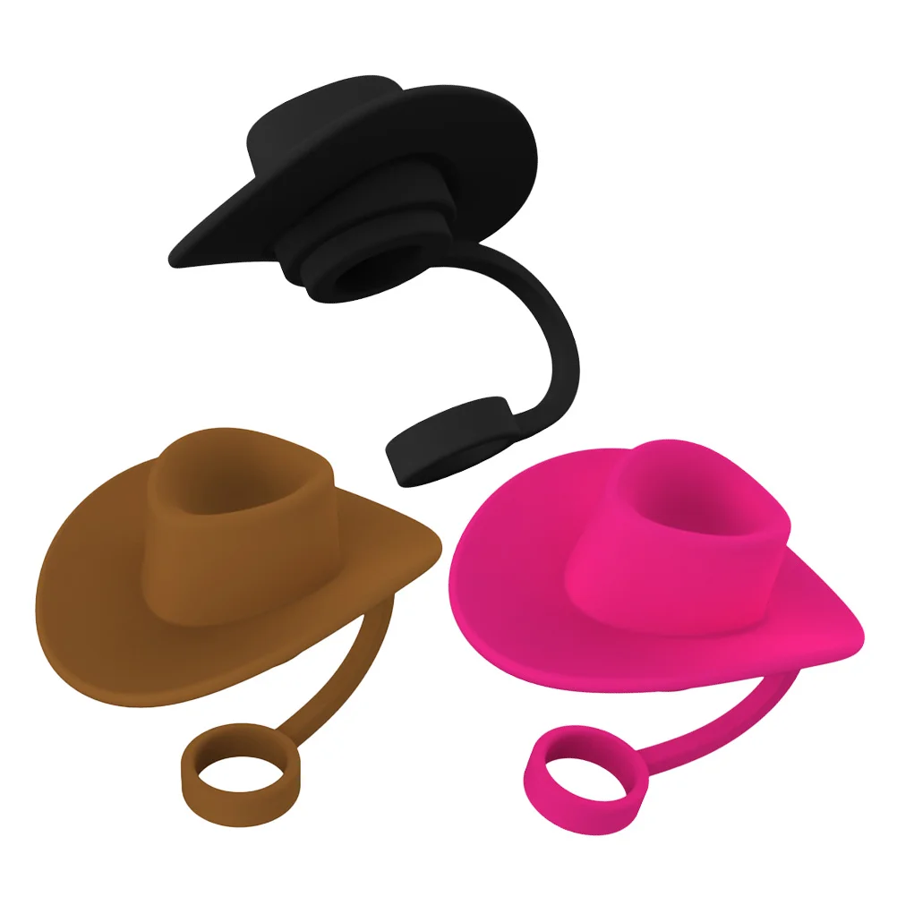 

3Pcs Silicone Straw Covers Unique Hat Design Reusable Dust Proof Caps for Tumbler Straws Easy to Clean Compact Carry Anywhere