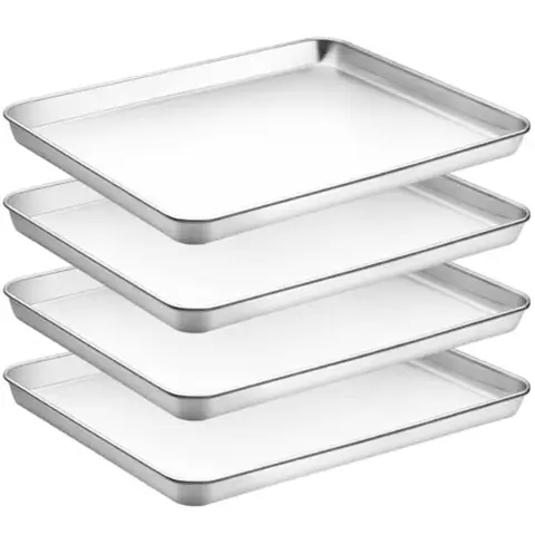 Stainless Steel Baking Sheet Set of 4 Large Baking Pan and Cookie Sheet and Baking Tray for Oven Half Sheet Pan Size x 13 x 1 H