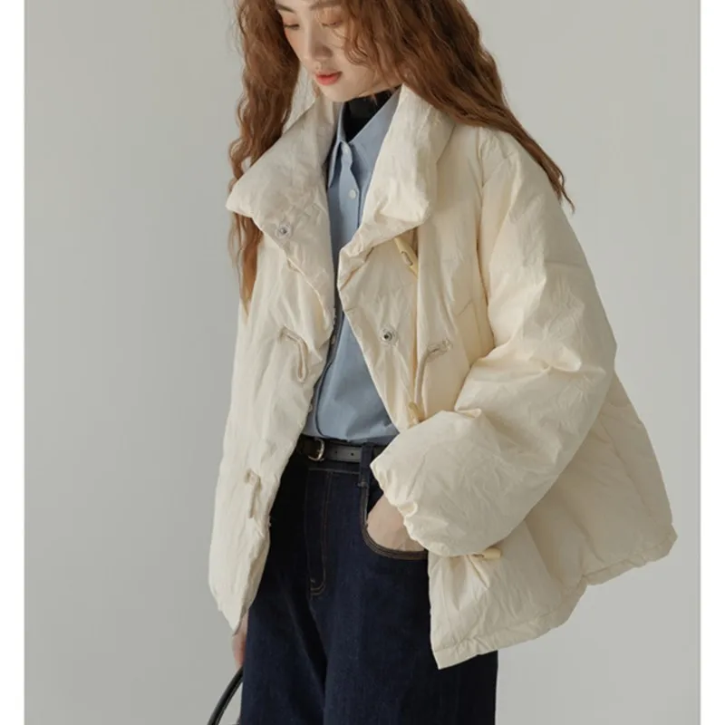 

Johnature New Winter Casual Korean Stand Collar Windproof Thickened Cotton Jacket For Women Simple Comfortable Warm Coats