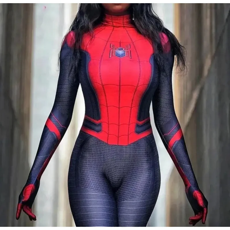 Costume de cosplay Spidicosplay pour adultes et enfants, costume de batterie Zentai, combinaison de fête pour filles, loin de chez soi, sourire pour femme