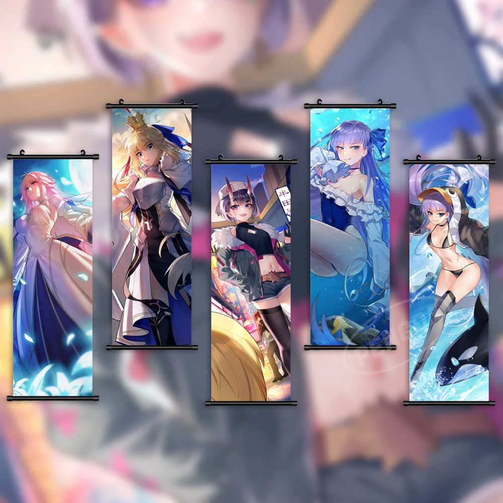 

Fate Grand Order Home Decoration Wall Art Anime Painting Hanging Shuten Douji Scrolls Canvas Scathach Print Picture Poster Gift