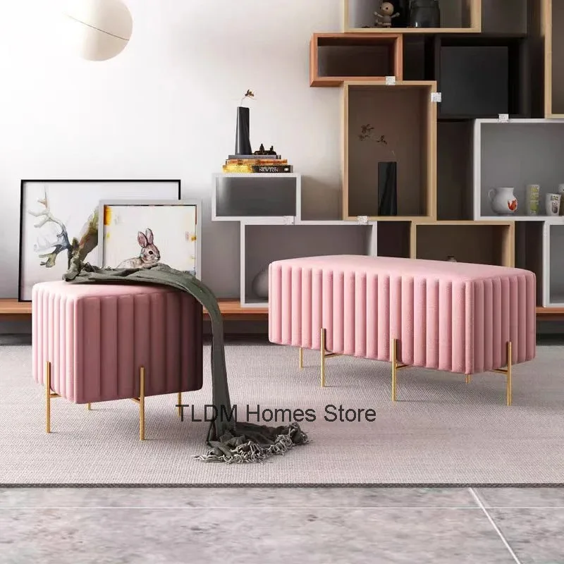 Nordic Velvet bench Living room soft Sofa chair Entrance Low Shoe stool Creative footstool bedroom bed end bench home furniture