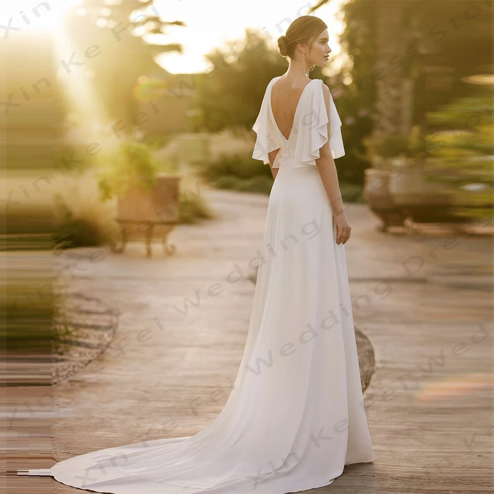 Gorgeous Satin Wedding Dresses Exquisite Beautiful Backless Sexy Mermaid Deep V-neck Off Shoulder Bridal Gowns Customized Bride