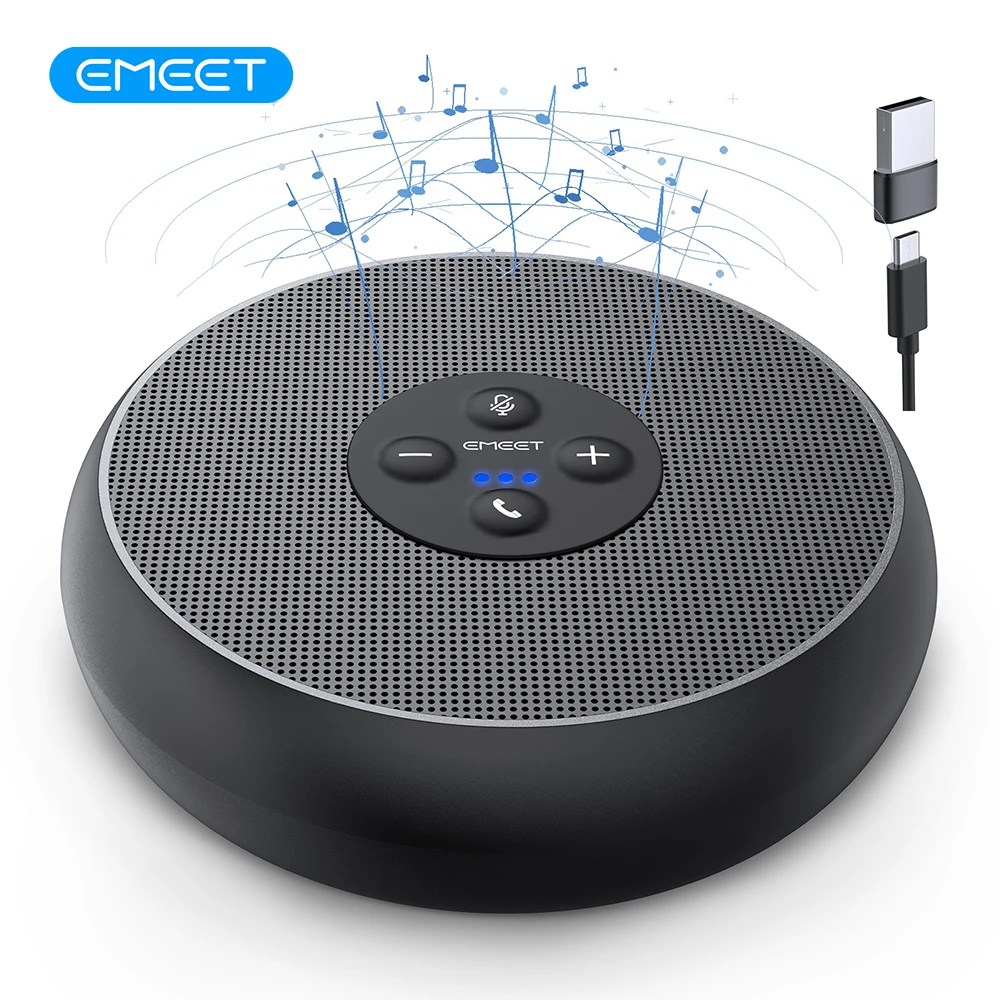 Music Recording & Player High Quality EMEET USB Speakerphone Wired Speaker With 2 Mics 360° Voice Pickup