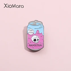 Teschio gotico spille smaltate divertente Bubble Water Juice invisible Anxietea spille distintivi con risvolto gioielli Punk regalo per gli amici muslimah