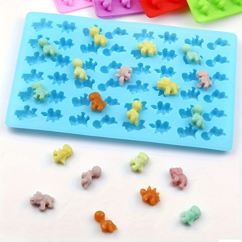 Dinosaur Fondant and Chocolate Mold Set with Dropper - Baking and Pudding Mold Kit for Creative Desserts