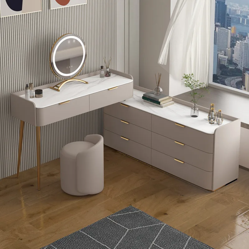 

Light luxury rock slab corner dresser chest cabinet integrated storage bedroom modern and simple