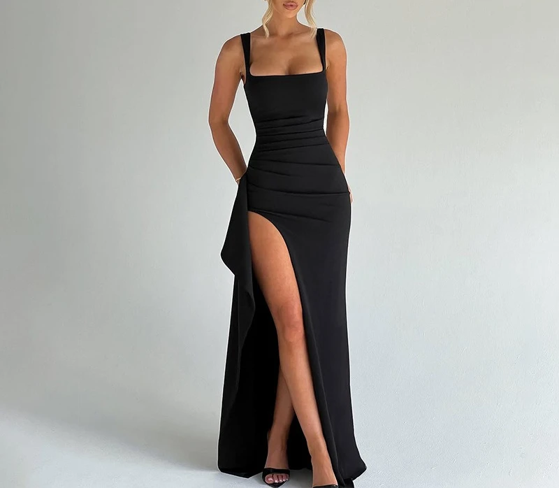

Women's Evening Dress Long Skirt 2025 Summer Fashion Sexy Sling Backless High Slit Dress