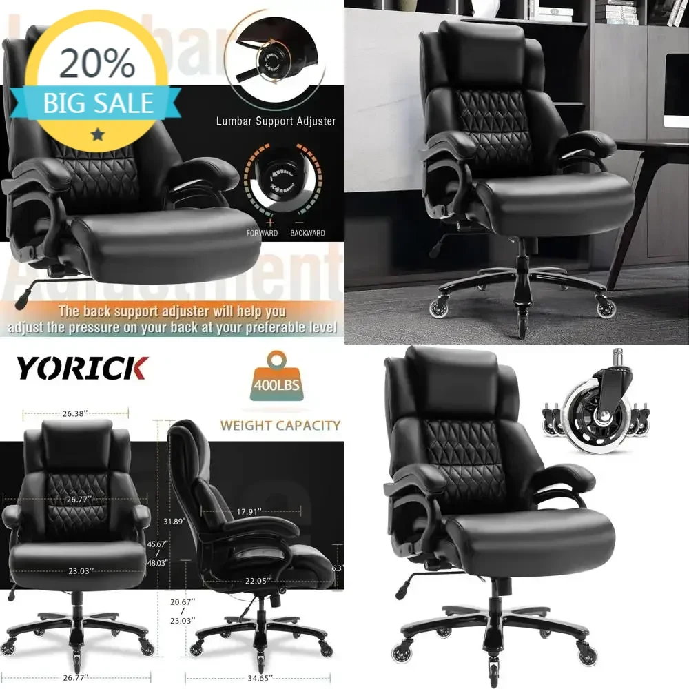 

Бестселлер: Прочный офисный стул с высокой спинкой, выдерживающий нагрузку до 400 фунтов, с эргономичной поясничной опорой, бесшумными резиновыми колесами и прочной конструкцией.