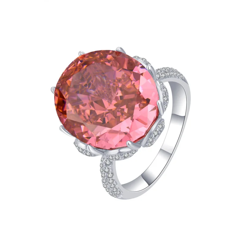 Autumn Winter New Jewelry S925 Silver High Carbon Diamond Sparkling Bud Set Ring Pendant 14*16