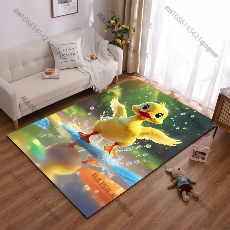 Joyful duck splashing water carpet Yoga living room room decor children's crawling mat doormat area rug games mat