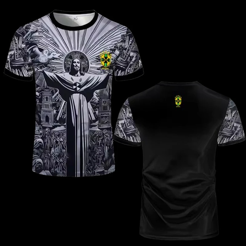 2024 New Brazil Special Edition Jesus Football Jersey Arrival Black Gray For Adults Kids T-shirt Summer Soccer Training Clothing