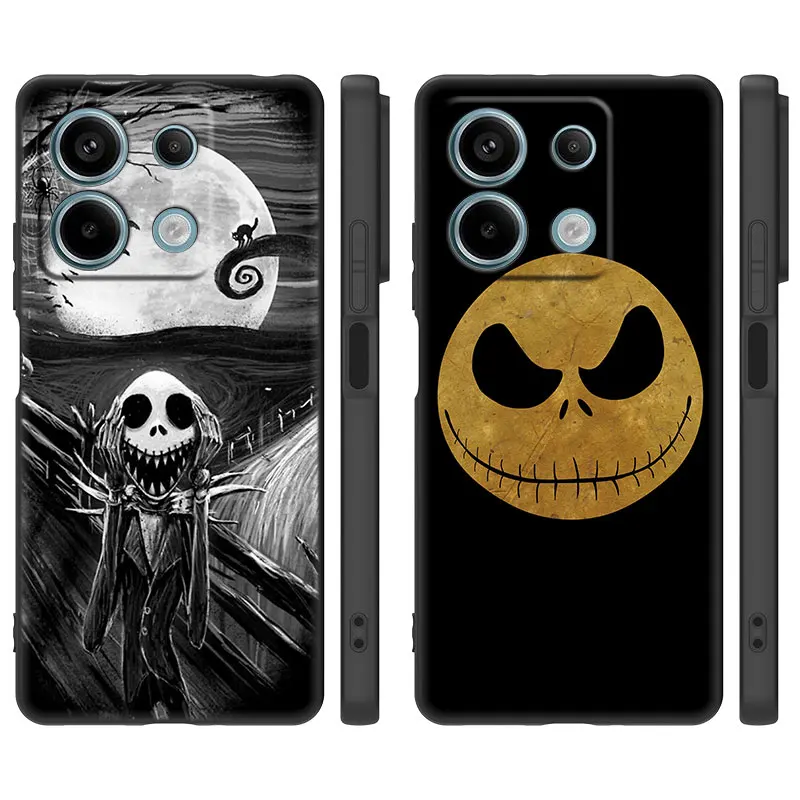 Jack Skellington Black Cartoon Case For Xiaomi Redmi Note 13 Pro Plus 11T 10T 9S Pro Redmi 13C 12R 12C 10C 10A 9T 9C 9A 70 Pro