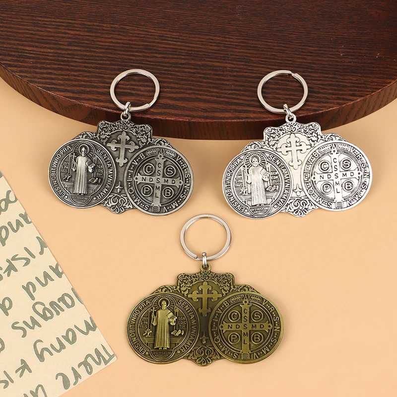 1Pc Saint Benedict Medal Protection Blessing Charm Catholic Saint Benedict Medal Handmade Jewelry Car Hanging Pendant Gifts