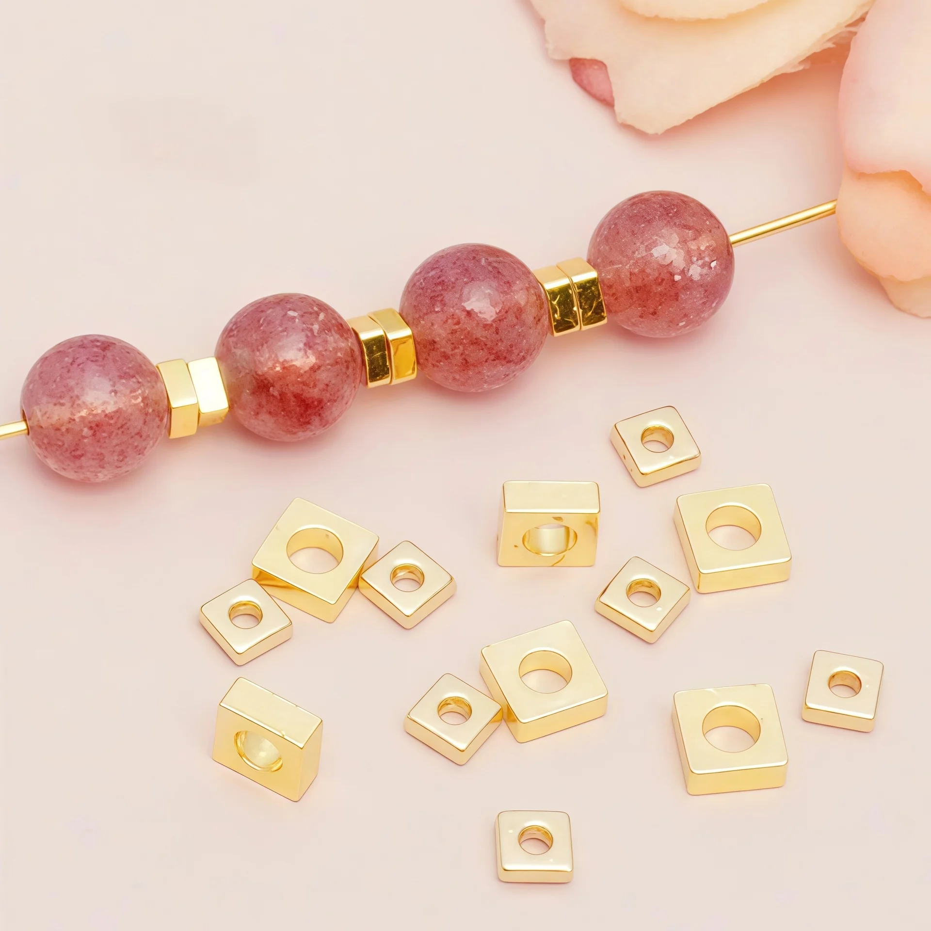 

50pcs Quadrilateral Spacer Jewelry Making Spacer Beads Diy Handmade Jewelry Bracelet Necklace Material Accessories Wholesale