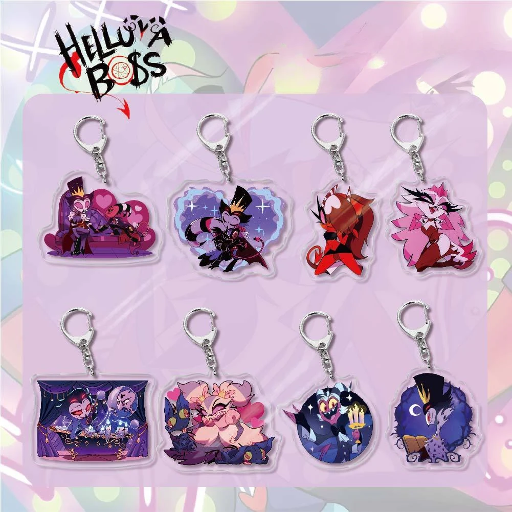 Helluva Boss Acrylic Keychain Anime Peripheral Blitzo Luna Kawaii Cartoon Bag Pendant Decorate Accessories Student Birthday Gift