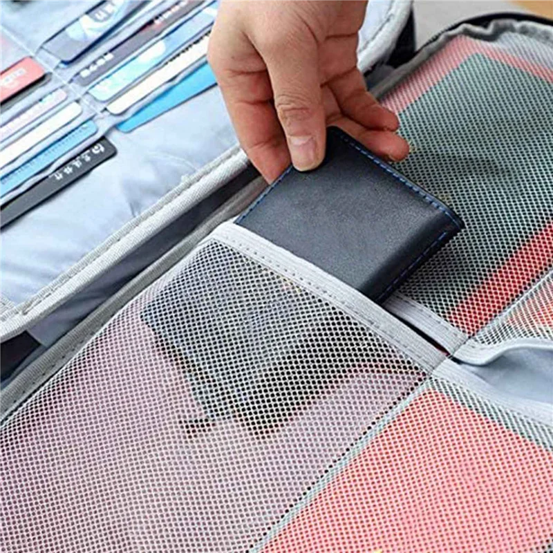 2X Important File Pocket Holder,Document Organizer Box,Oxford Waterproof Document Storage Bag With Safe Code Lock (Gray)