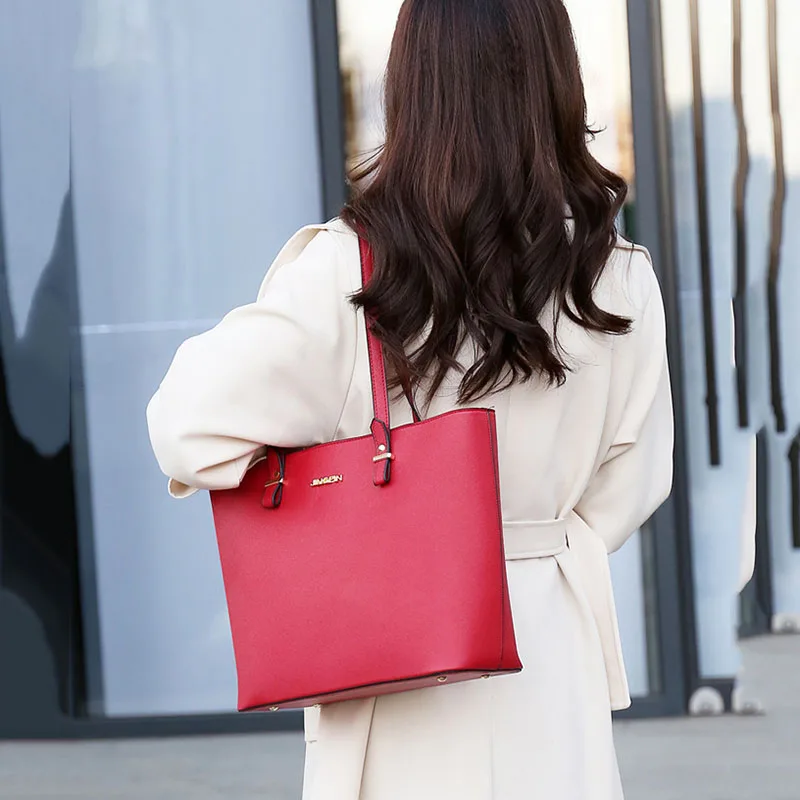 4Pcs/Set Fashion Woman's Bag Soft Leather Shoulder Bags Simple PU Crossbody Bags Ladies Bag Set Exquisite Purse For Girls