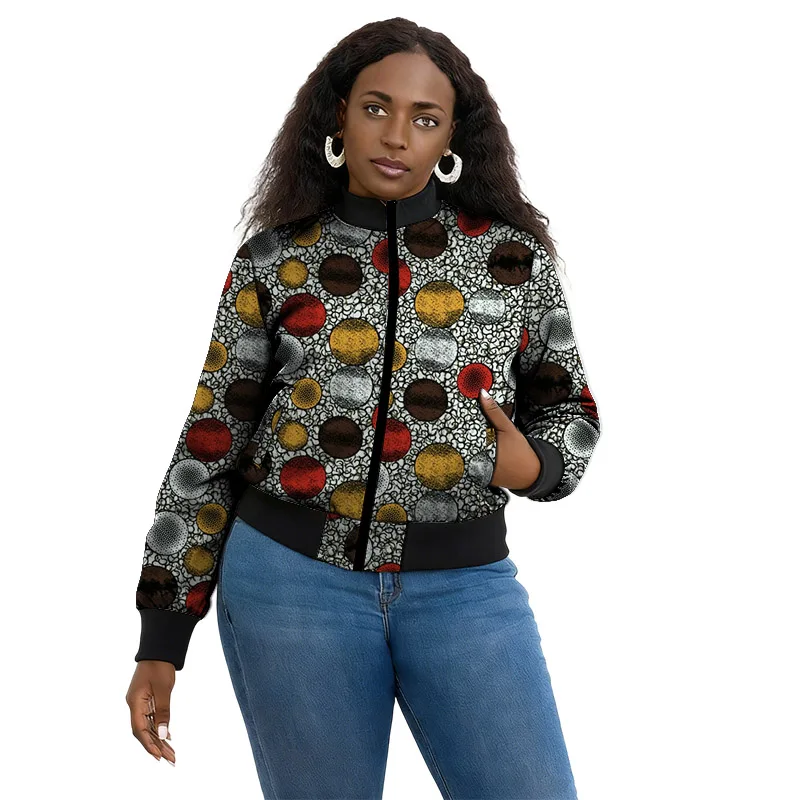 سترة نسائية أفريقية ذات ياقة واقفة سترة أنقرة ملونة مطبوعة بخيط إغلاق معطف منفوخ مبطن خصيصًا #6