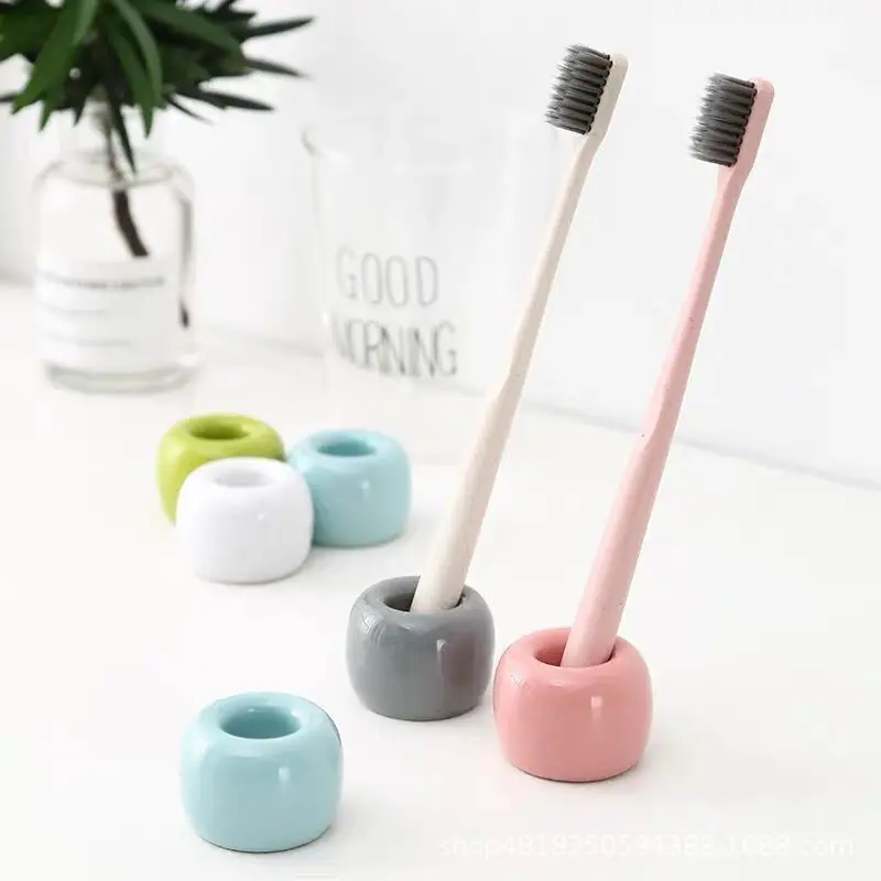 Ceramic Toothbrush Holder Home Multifunctional Mini Donut Toothbrush Base Frame Storage Rack Bathroom Shower Tooth Brush Stand