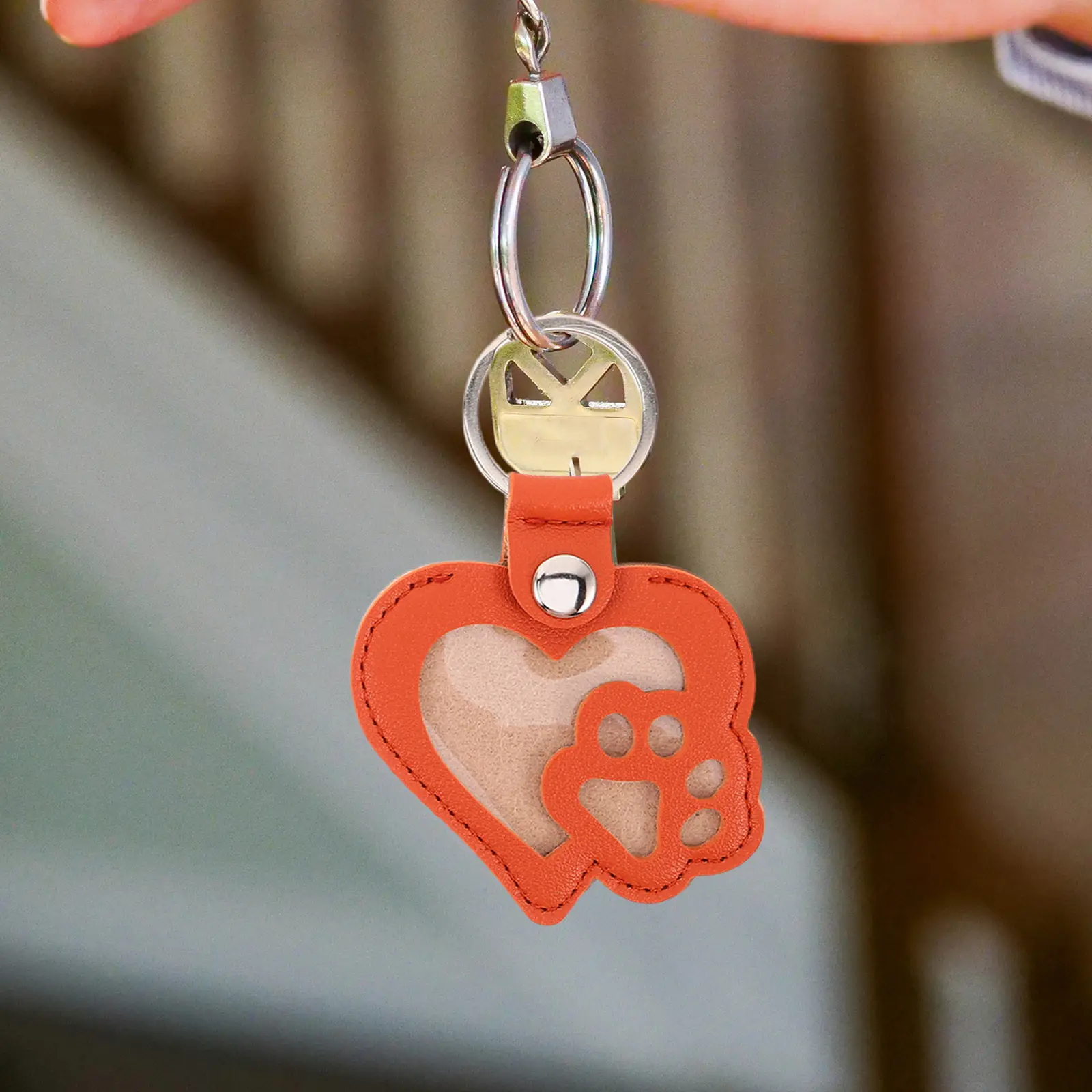 3Pcs Pet Memorial Keychain PU Paw Heart Design Lasting Dog Cat Hair Keepsake Sympathy Gift Keyring Keychain