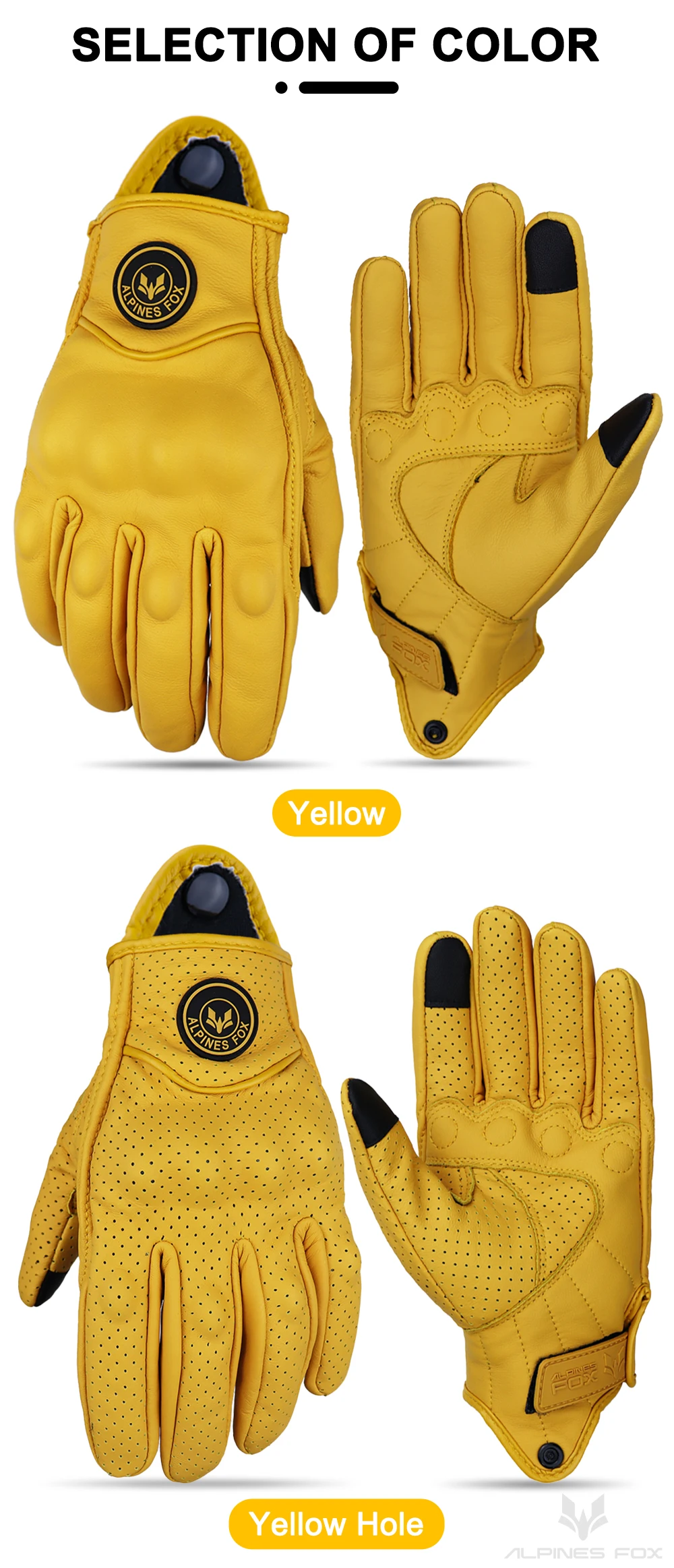 Vintage Ziegenleder Motorradhandschuhe Sommer Herren Gelb Retro Leder Motorradfahrer Guantes Motorrad Motocross Handschuh M-XXL – Detail 3